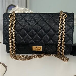 CHANEL Medium Reissue Classic Flap Bag - Black with Gold Hardware, Aged Calkski